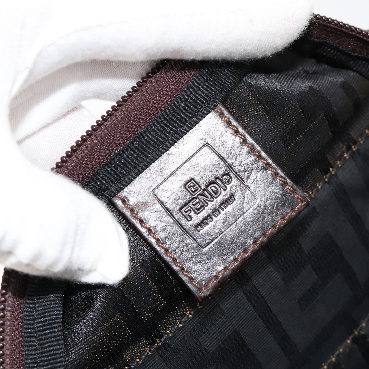FENDI Zucca Canvas Hand Bag Black Brown Auth ti3974