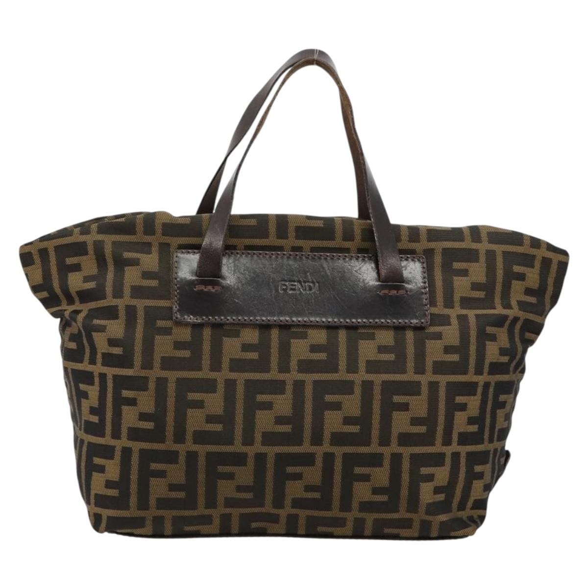 FENDI Zucca Canvas Hand Bag Black Brown Auth ti3974