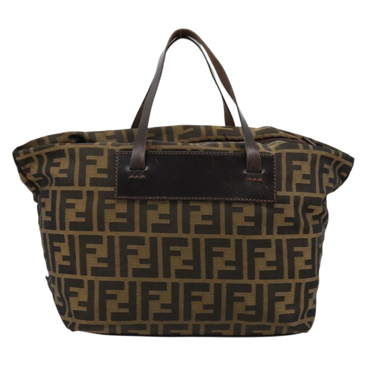 FENDI Zucca Canvas Hand Bag Black Brown Auth ti3974