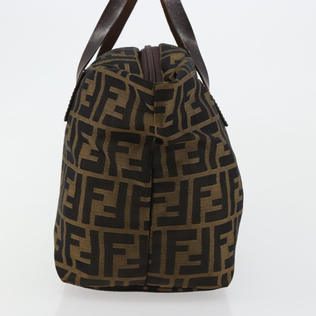 FENDI Zucca Canvas Hand Bag Black Brown Auth ti3974