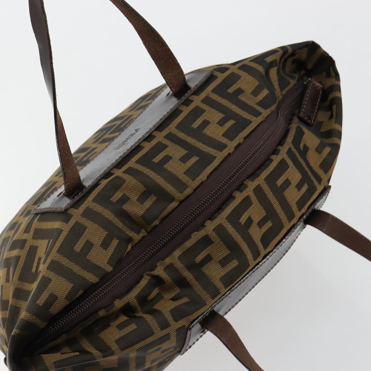 FENDI Zucca Canvas Hand Bag Black Brown Auth ti3974