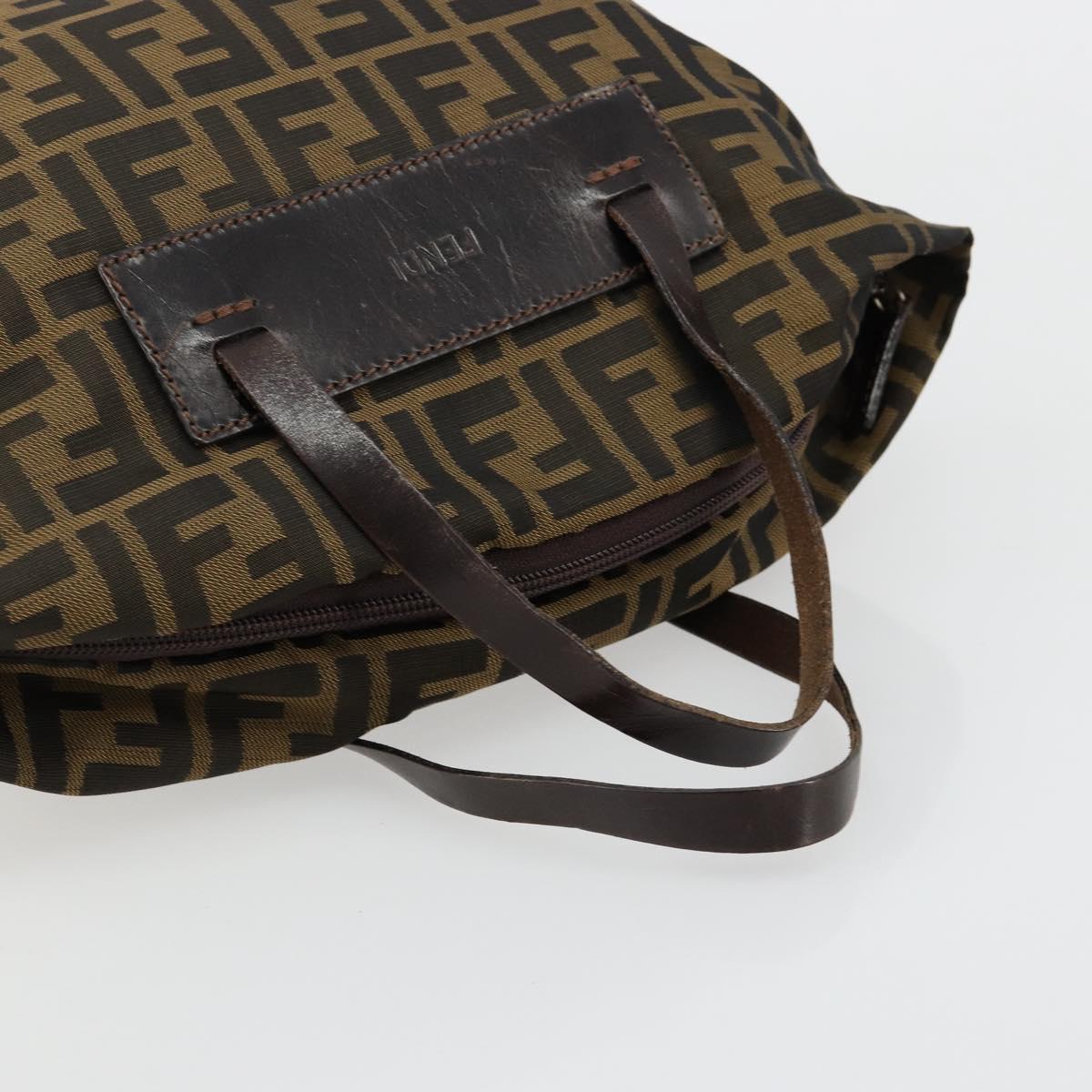 FENDI Zucca Canvas Hand Bag Black Brown Auth ti3974