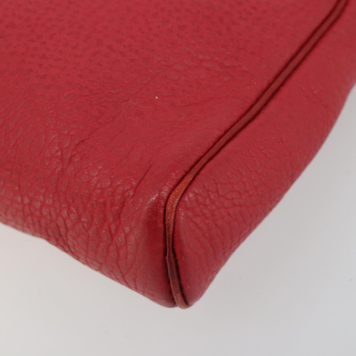 Christian Dior Shoulder Bag Leather Red Gold Auth ti3976