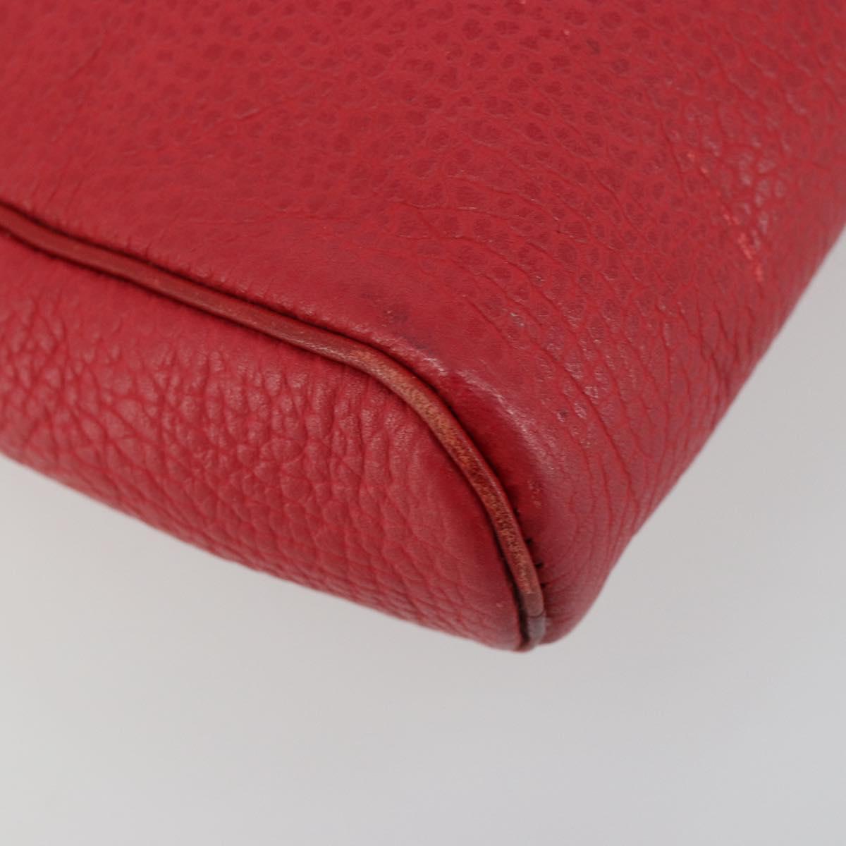 Christian Dior Shoulder Bag Leather Red Gold Auth ti3976
