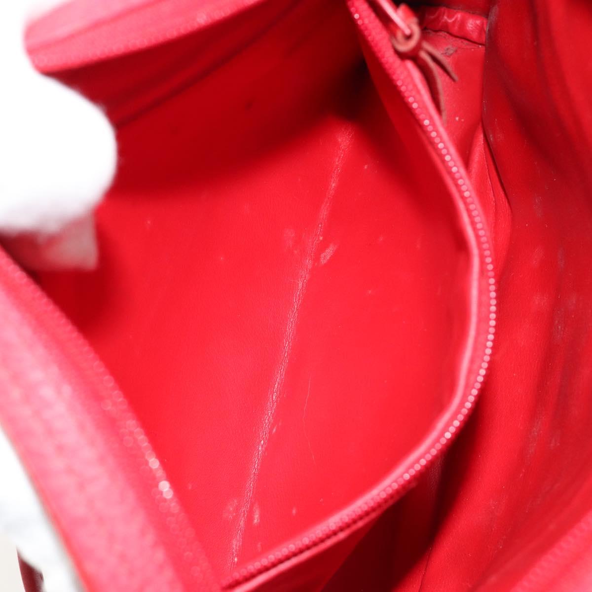 Christian Dior Shoulder Bag Leather Red Gold Auth ti3976