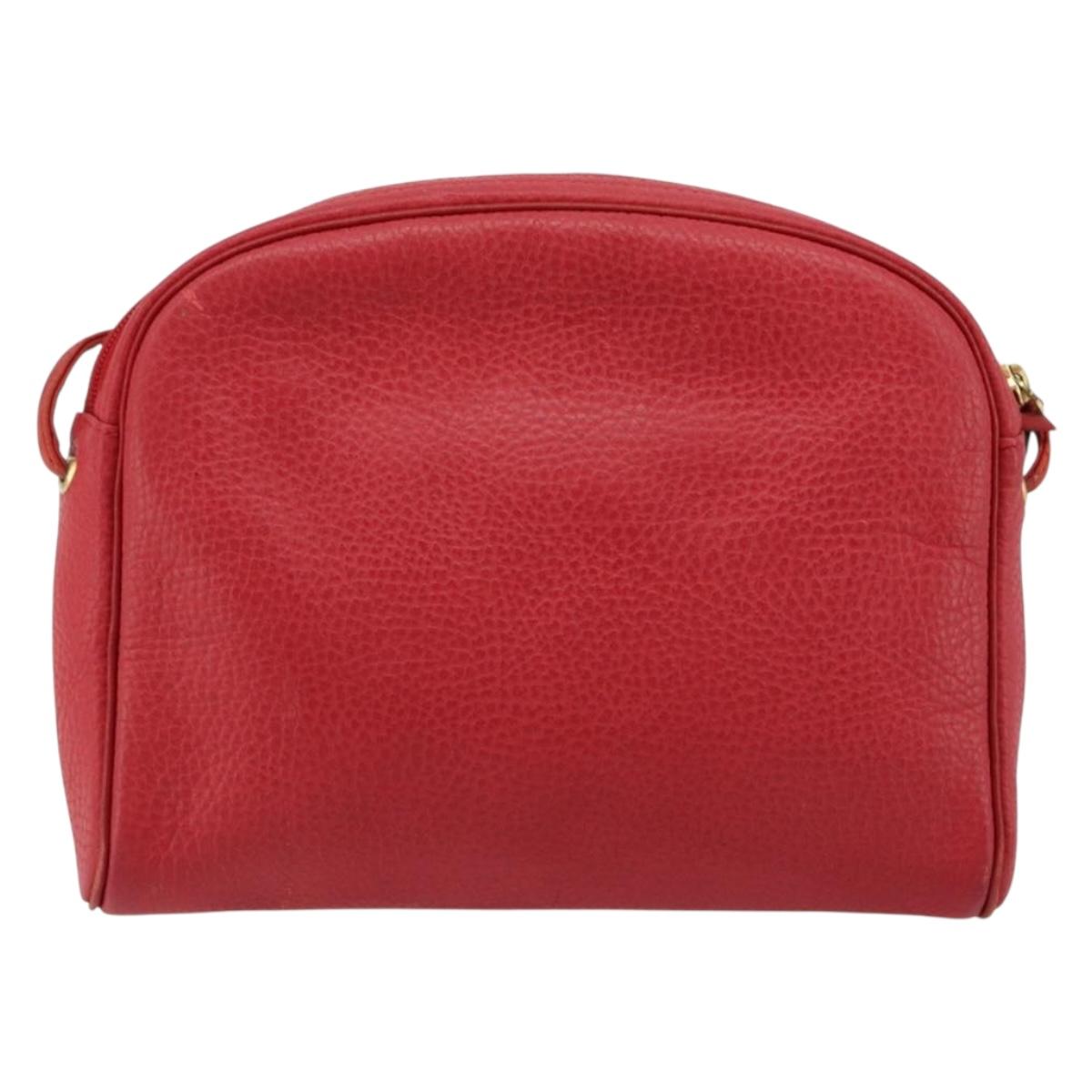 Christian Dior Shoulder Bag Leather Red Gold Auth ti3976
