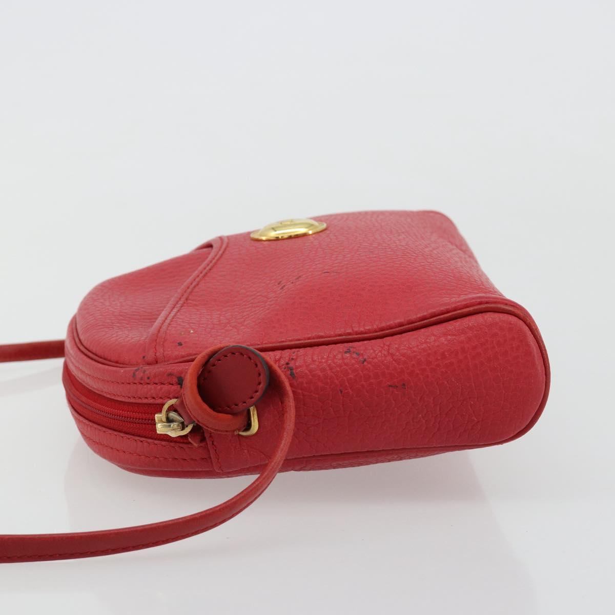 Christian Dior Shoulder Bag Leather Red Gold Auth ti3976