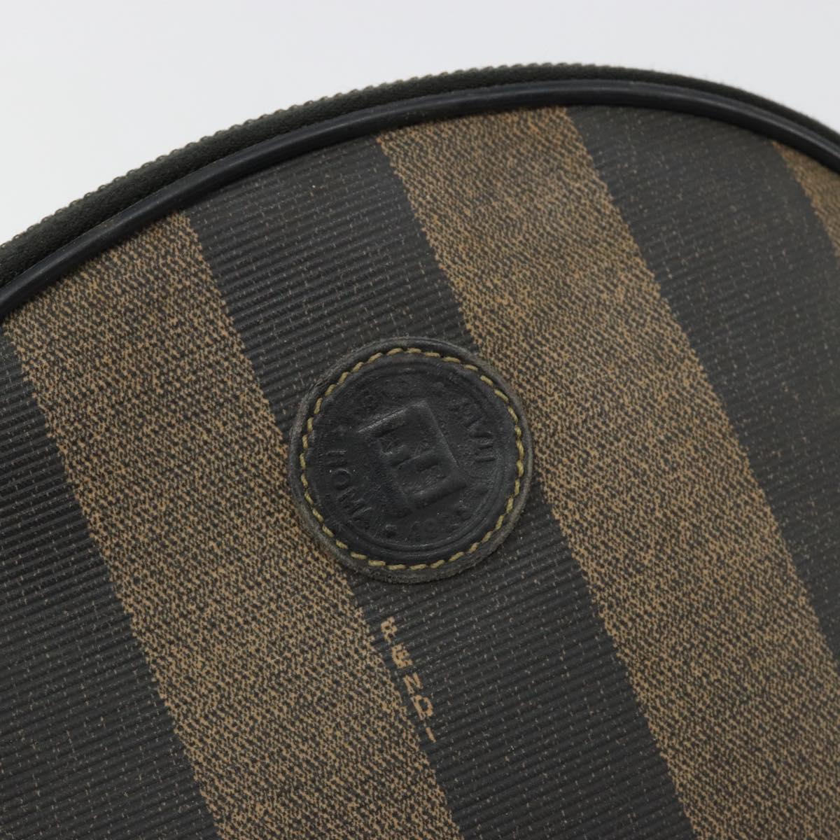FENDI Pecan Canvas Shoulder Bag PVC Black Brown Auth ti3977