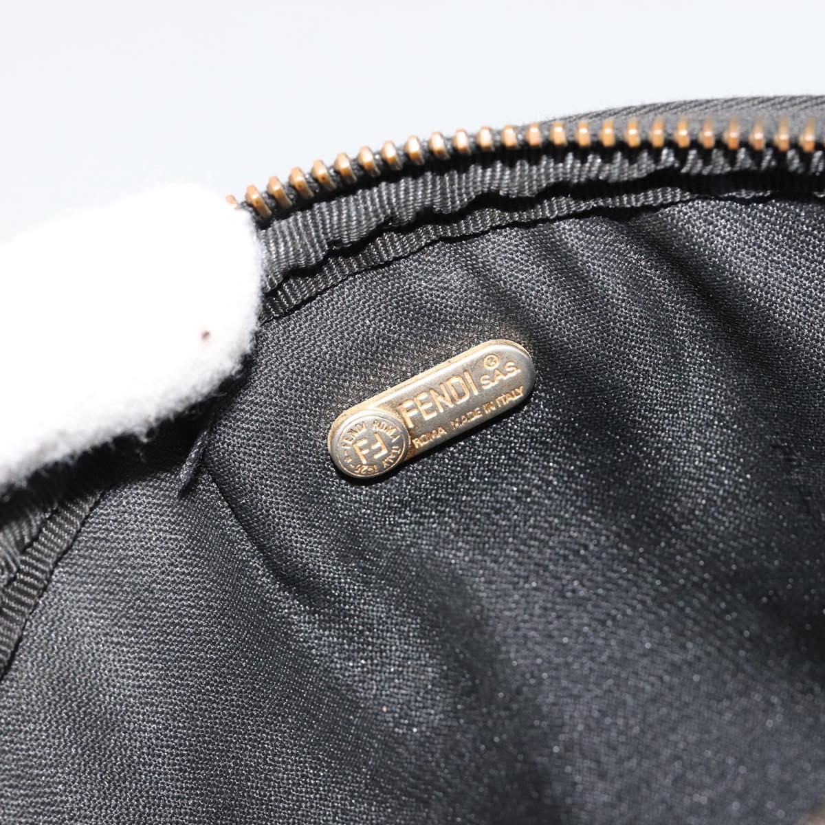 FENDI Pecan Canvas Shoulder Bag PVC Black Brown Auth ti3977