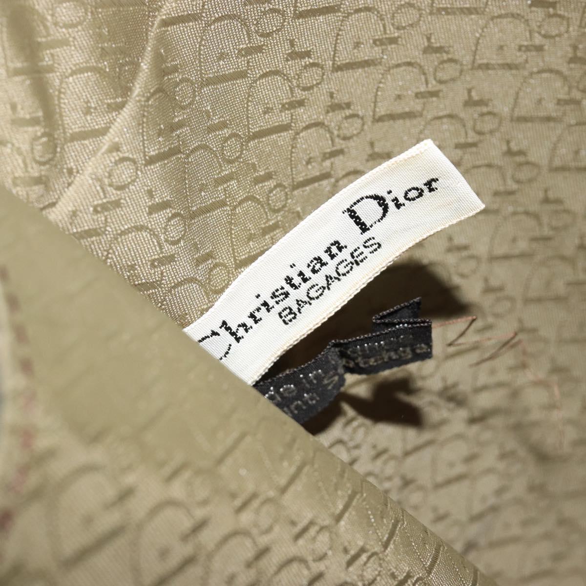 Christian Dior Clutch Bag Leather Green Gold Auth ti3979