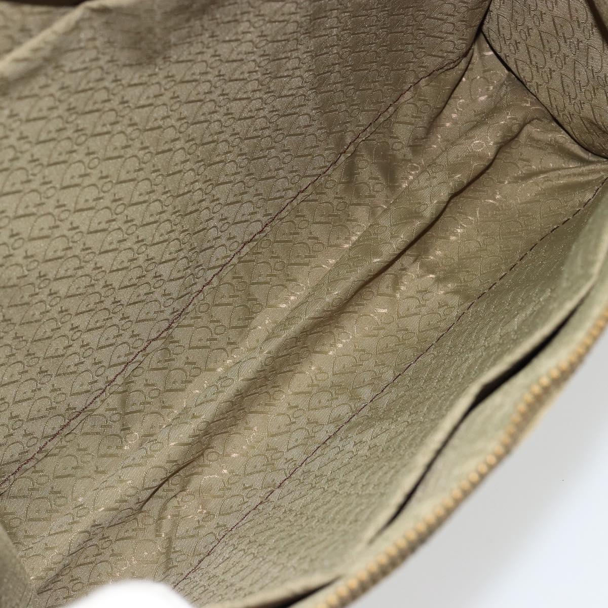 Christian Dior Clutch Bag Leather Green Gold Auth ti3979