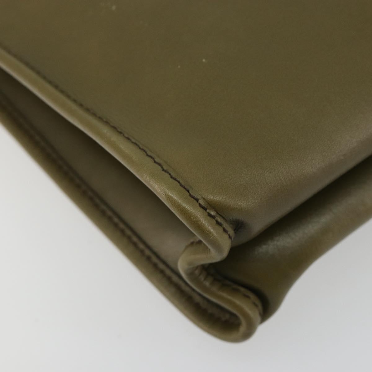 Christian Dior Clutch Bag Leather Green Gold Auth ti3979