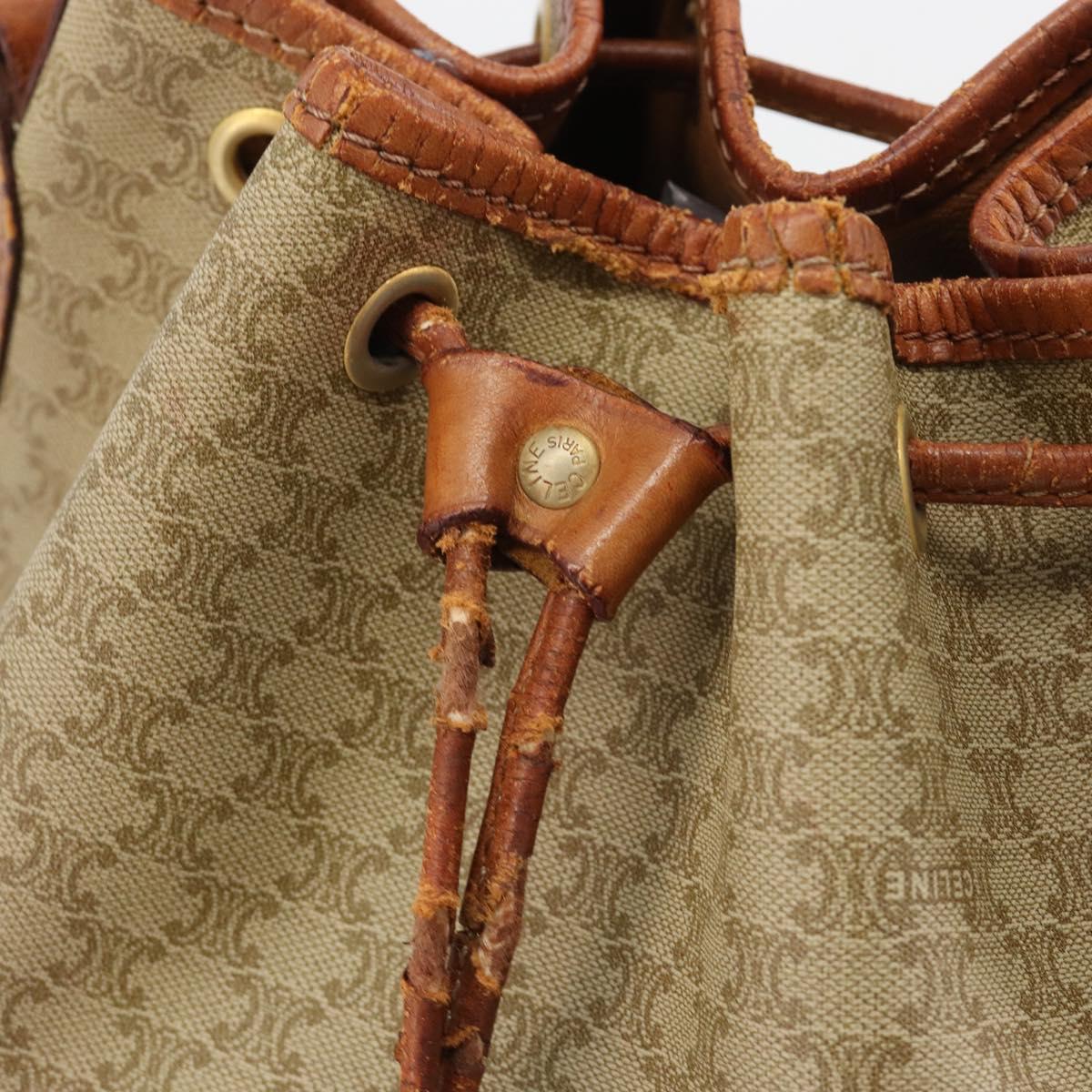 CELINE Macadam Canvas Shoulder Bag PVC Beige Gold Auth ti3982