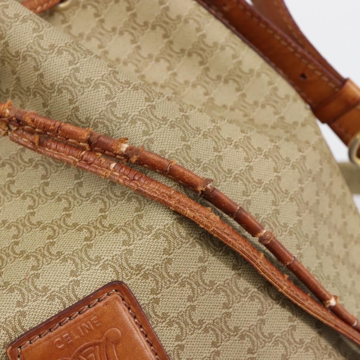 CELINE Macadam Canvas Shoulder Bag PVC Beige Gold Auth ti3982