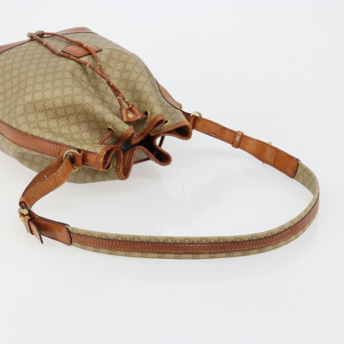 CELINE Macadam Canvas Shoulder Bag PVC Beige Gold Auth ti3982