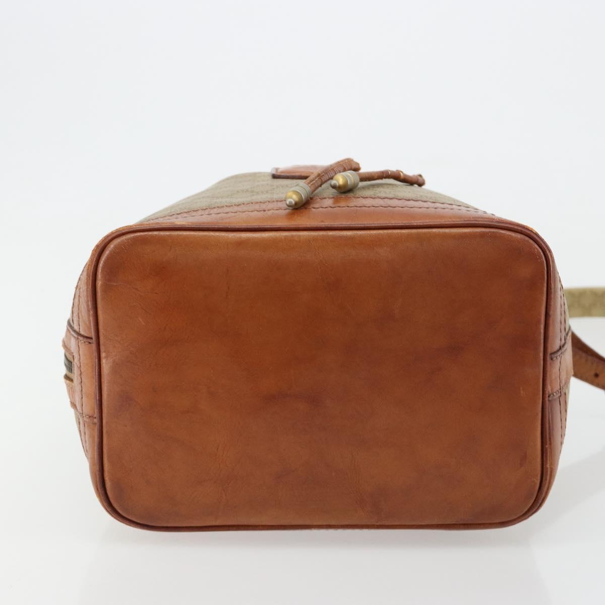 CELINE Macadam Canvas Shoulder Bag PVC Beige Gold Auth ti3982