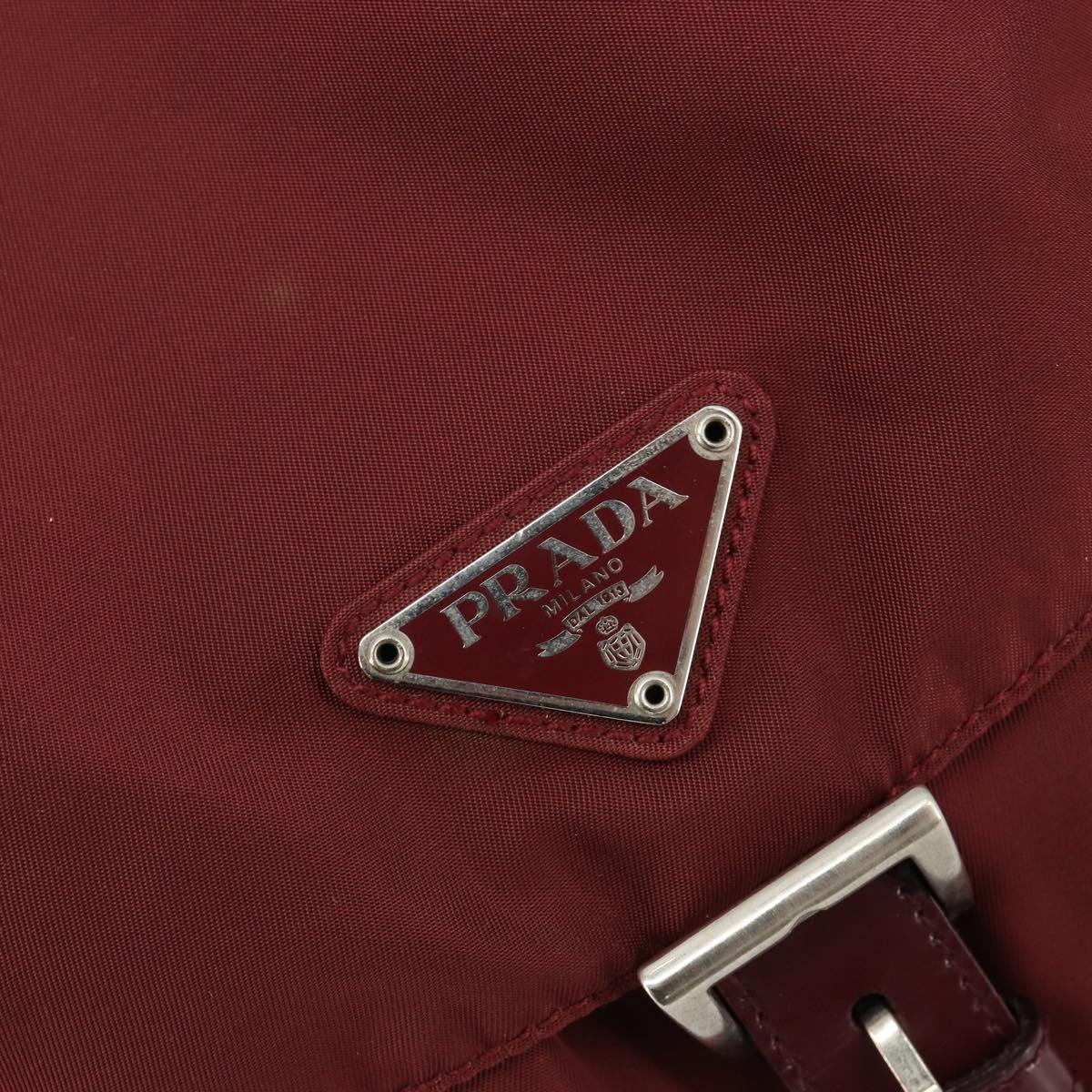 PRADA Backpack Nylon Red Silver Auth ti3983A