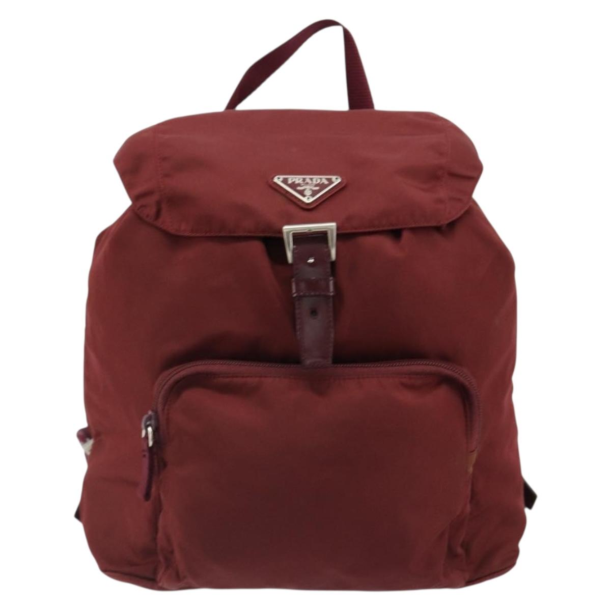 PRADA Backpack Nylon Red Silver Auth ti3983A