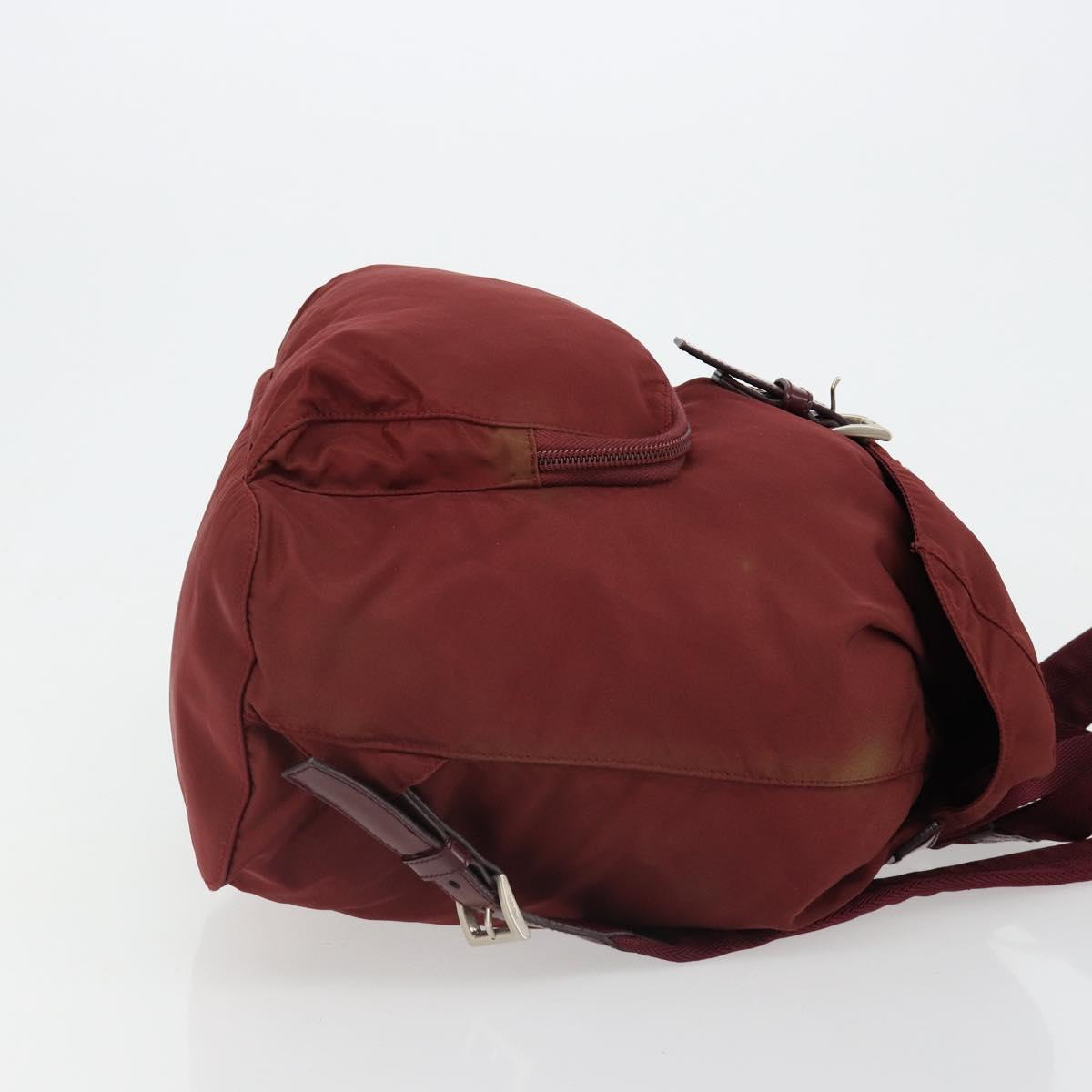 PRADA Backpack Nylon Red Silver Auth ti3983A
