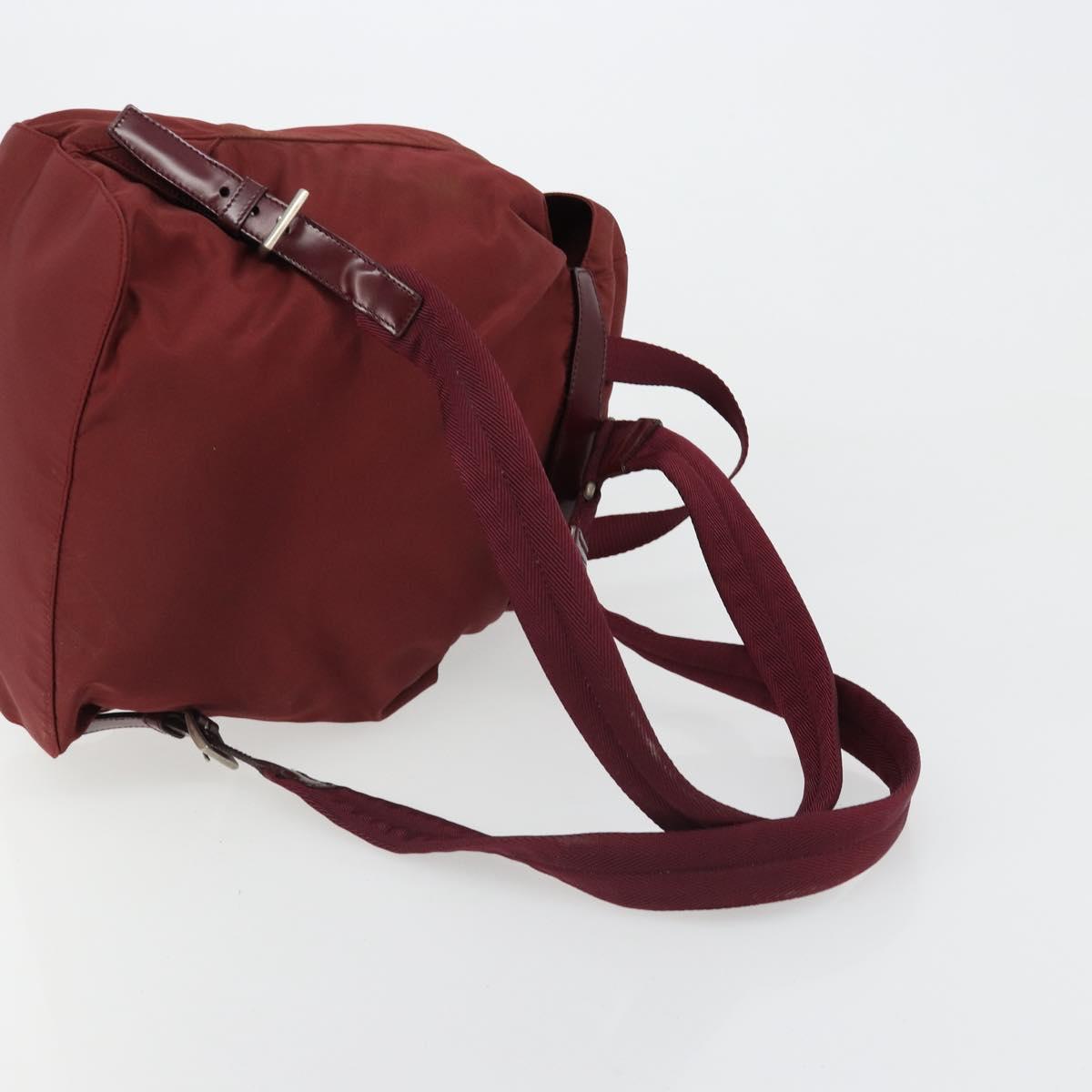 PRADA Backpack Nylon Red Silver Auth ti3983A