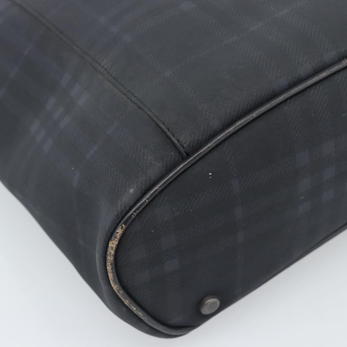 BURBERRY Nova Check Tote Bag PVC Navy Silver Auth ti3984