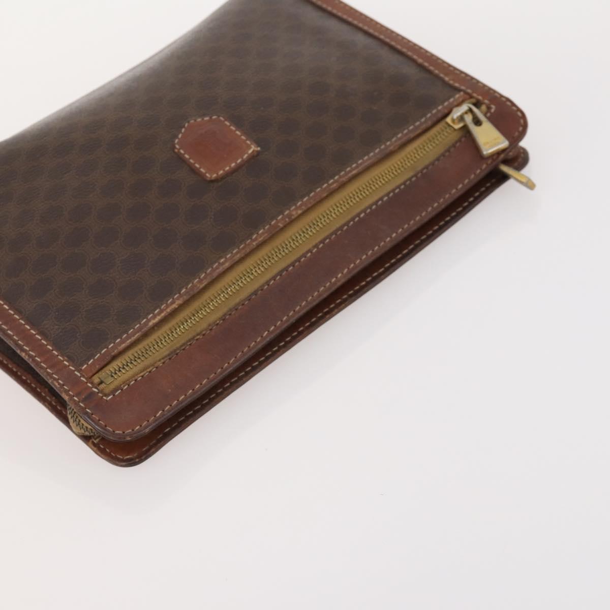 CELINE Macadam Canvas Clutch Bag PVC Leather 2 Set Brown Auth ti3985