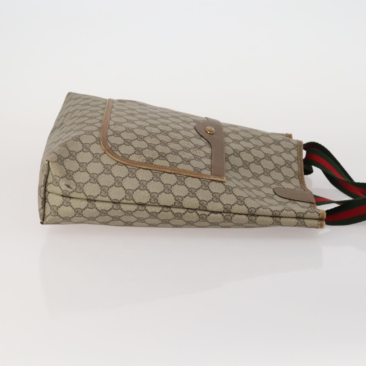 GUCCI GG Supreme Web Sherry Line Tote Bag PVC 2 Set Beige Auth ti3987