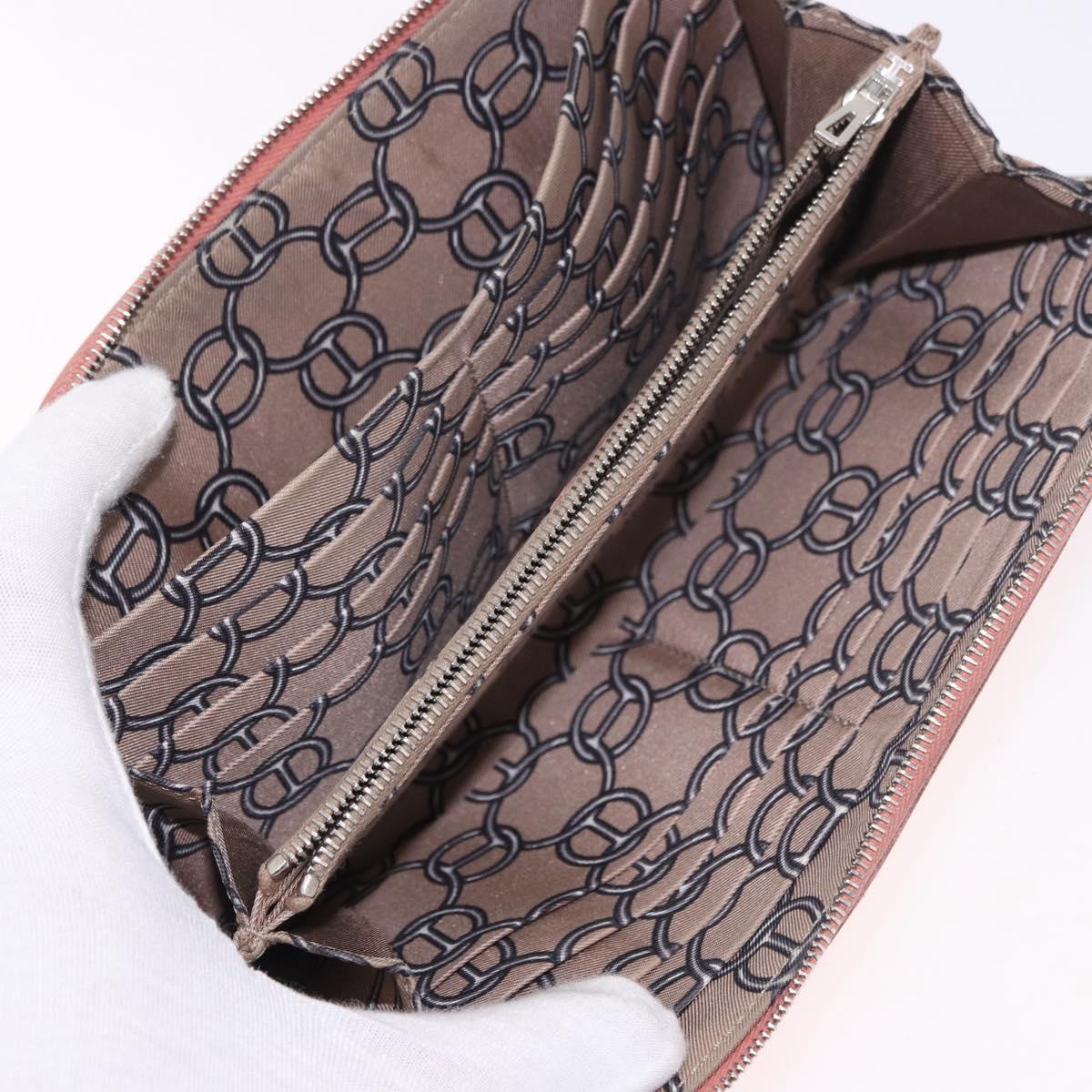 HERMES Pouch Canvas Leather 5 Set Beige Pink Purple Auth ti3991