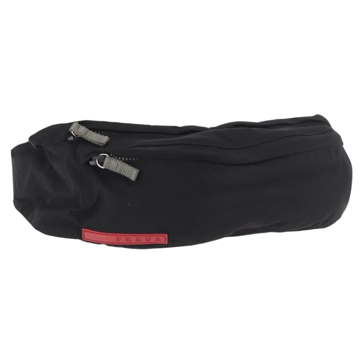 PRADA Sports Line Waist Bag Nylon Blue Silver Auth ti3992
