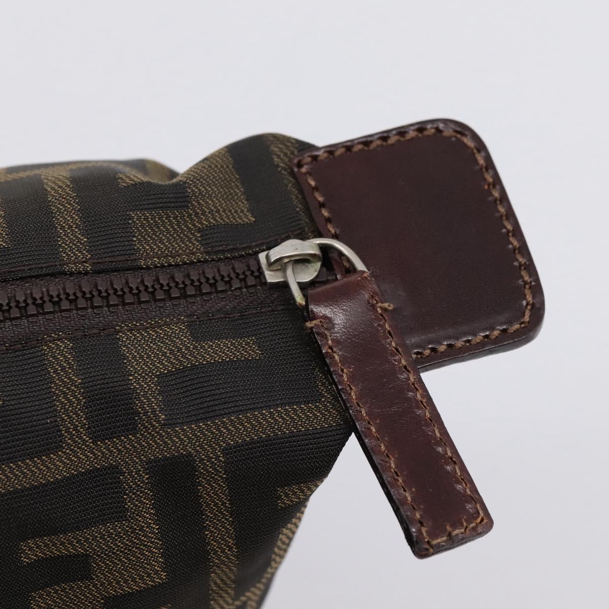 FENDI Zucca Canvas Pouch Brown Silver Auth ti4000