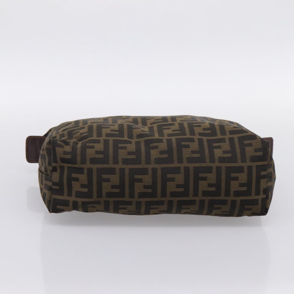 FENDI Zucca Canvas Pouch Brown Silver Auth ti4000