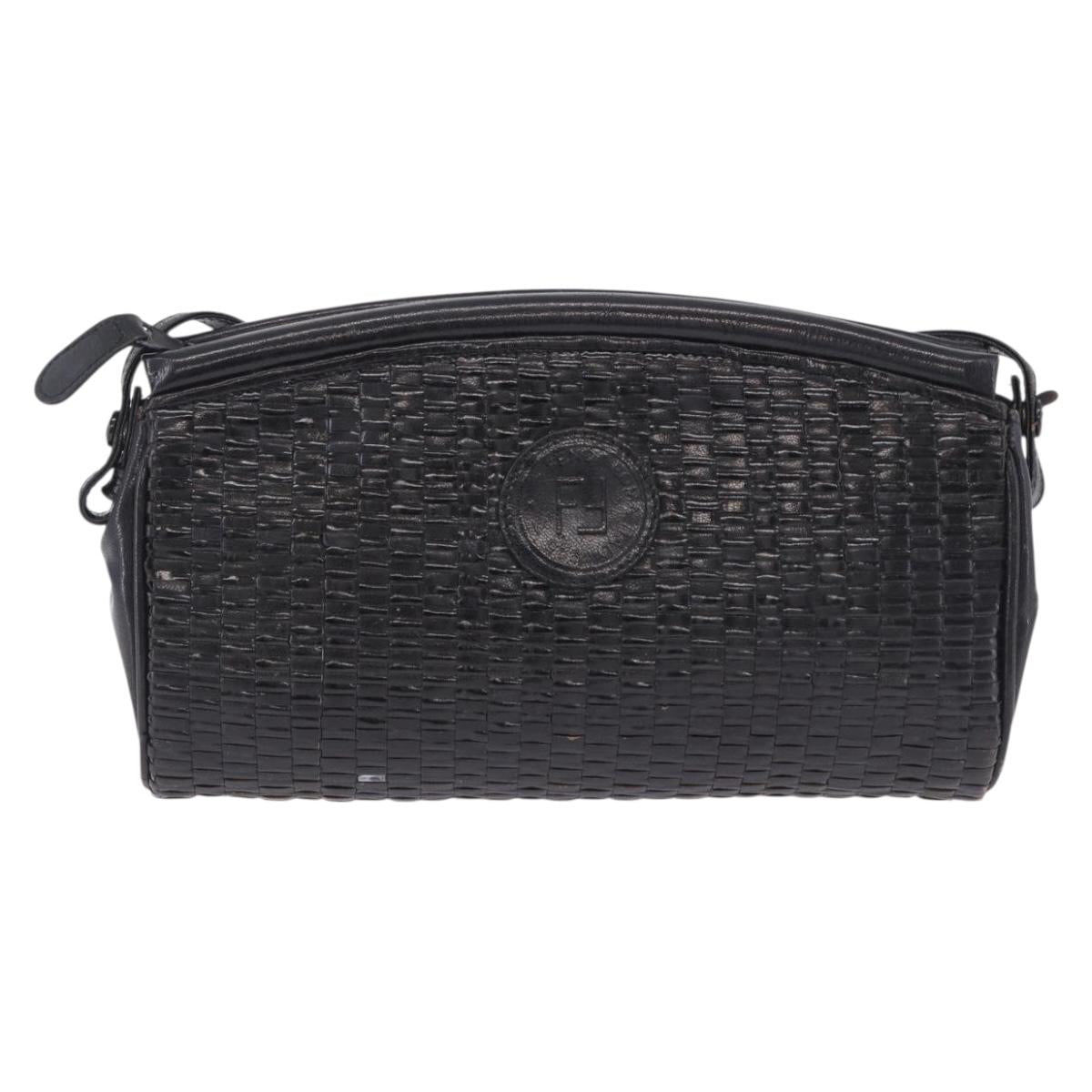 FENDI Shoulder Bag Leather Black Auth ti4002