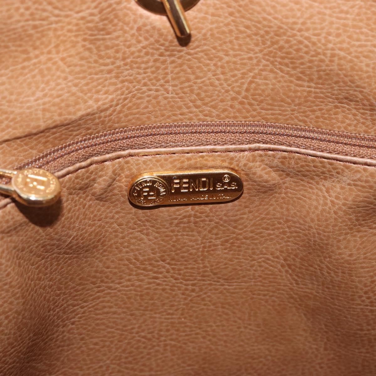 FENDI Macaroni Shoulder Bag Suede Brown Gold Tone Auth ti4003