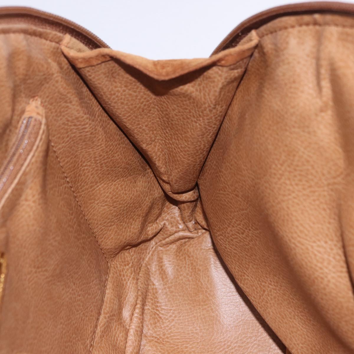 FENDI Macaroni Shoulder Bag Suede Brown Gold Tone Auth ti4003