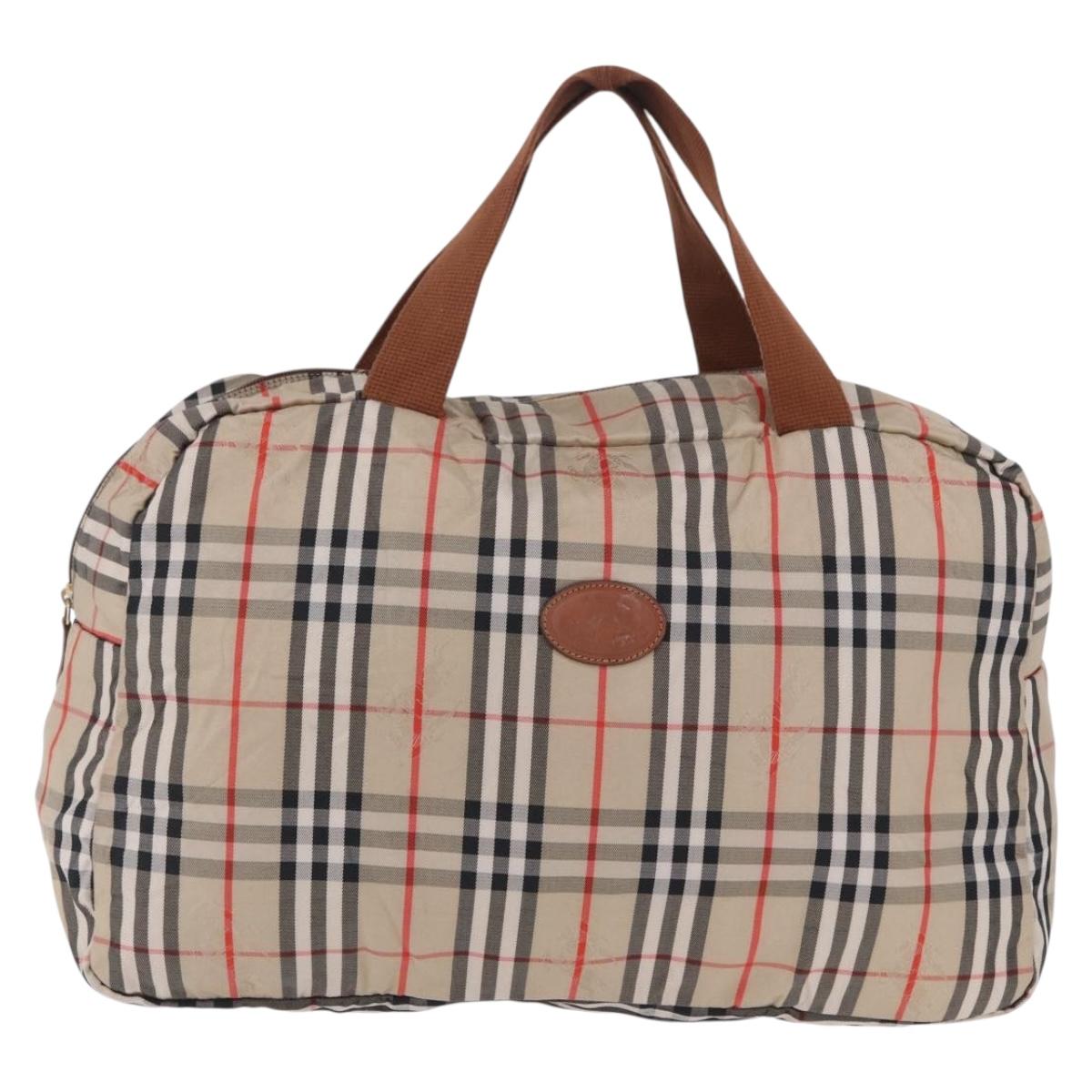 Burberrys Nova Check Folding Boston Bag Canvas Beige Brown Auth ti4005