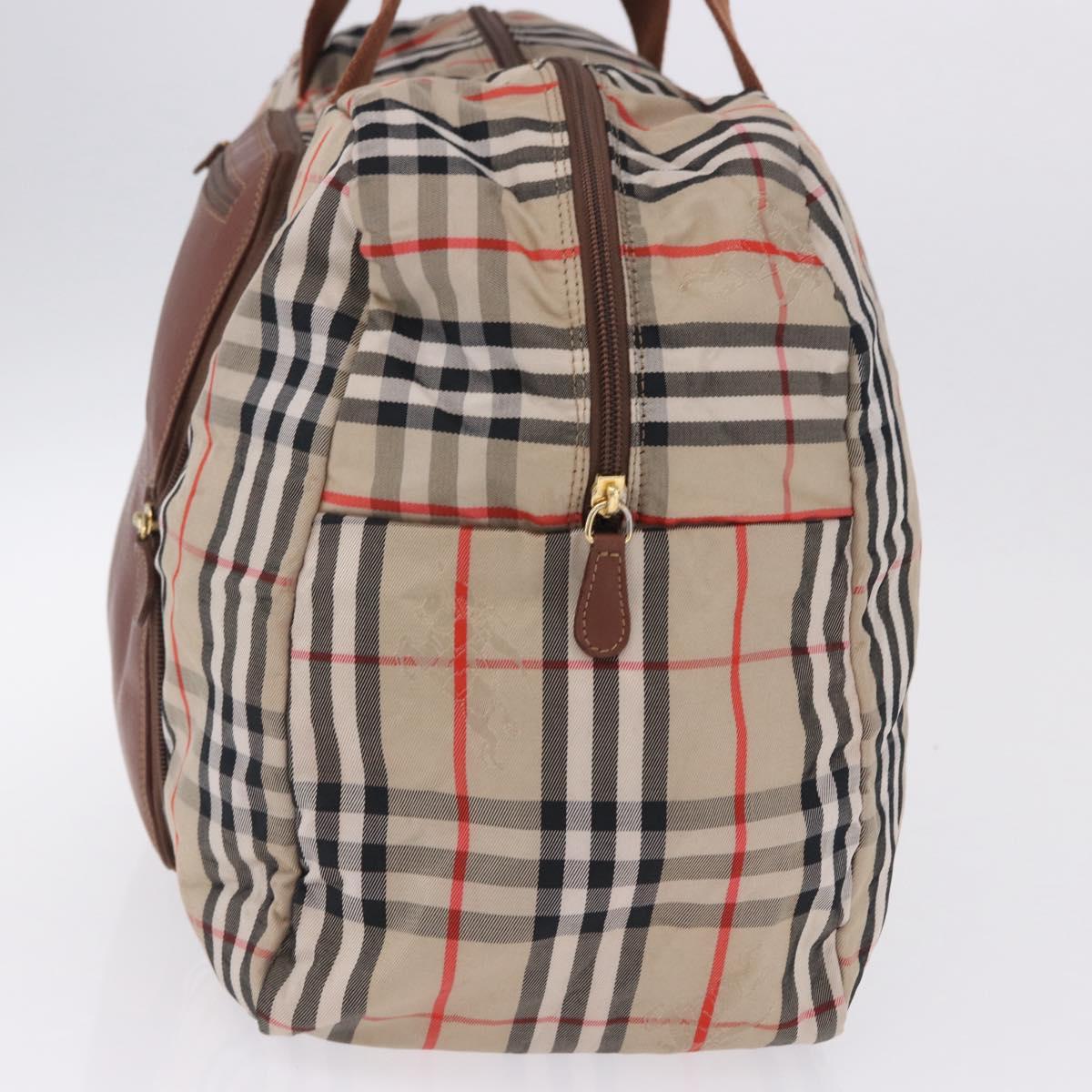 Burberrys Nova Check Folding Boston Bag Canvas Beige Brown Auth ti4005