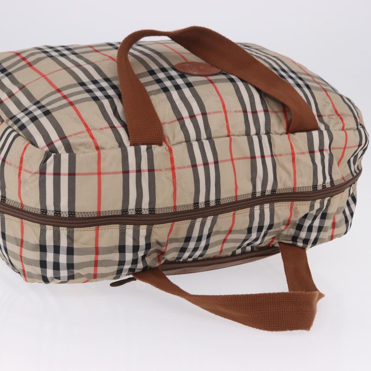 Burberrys Nova Check Folding Boston Bag Canvas Beige Brown Auth ti4005