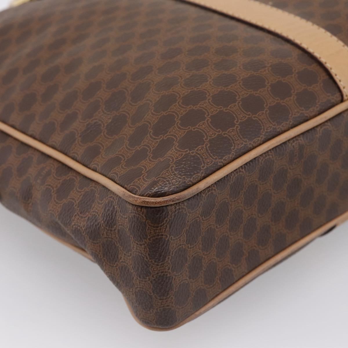 CELINE Macadam Business Bag PVC Leather Brown Gold Tone Auth ti4006