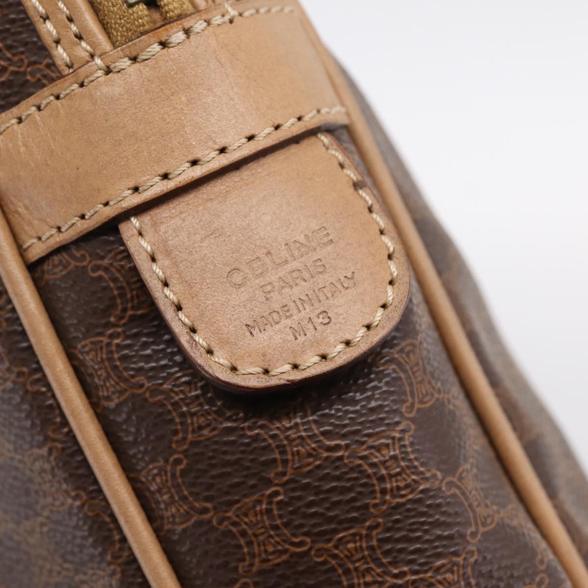 CELINE Macadam Business Bag PVC Leather Brown Gold Tone Auth ti4006