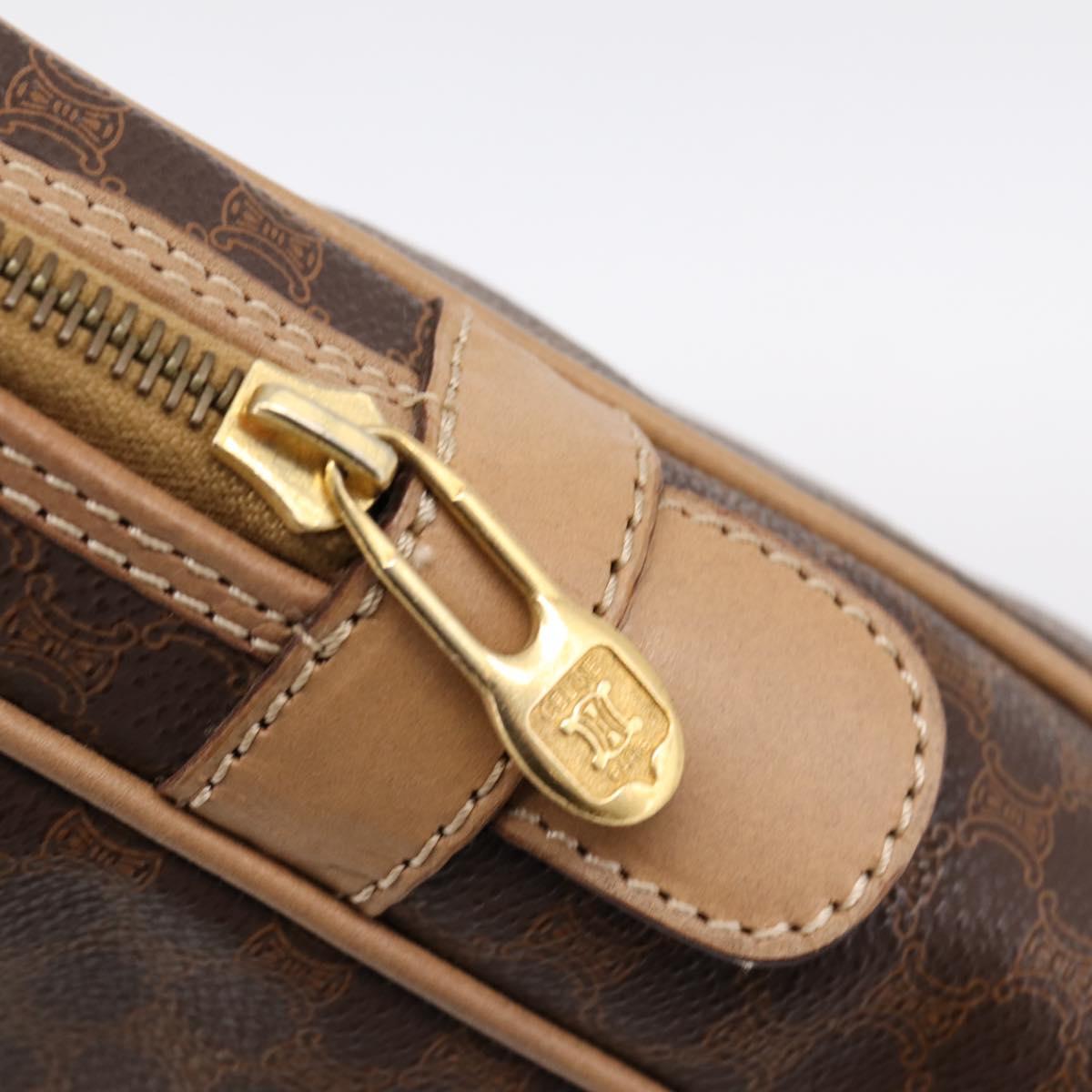 CELINE Macadam Business Bag PVC Leather Brown Gold Tone Auth ti4006