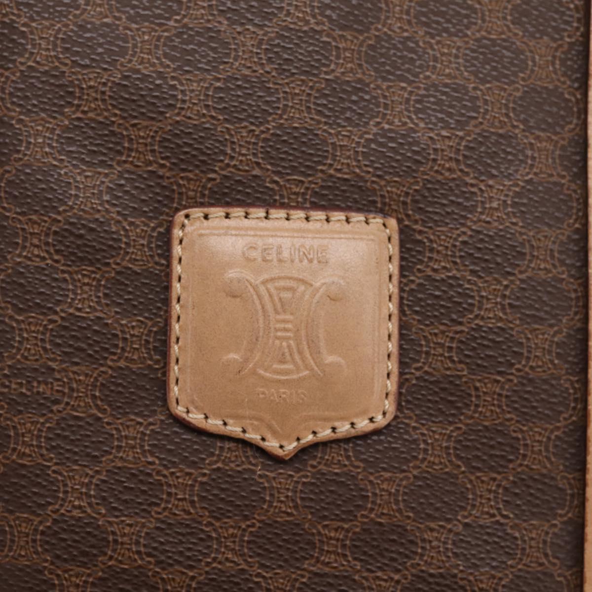 CELINE Macadam Business Bag PVC Leather Brown Gold Tone Auth ti4006