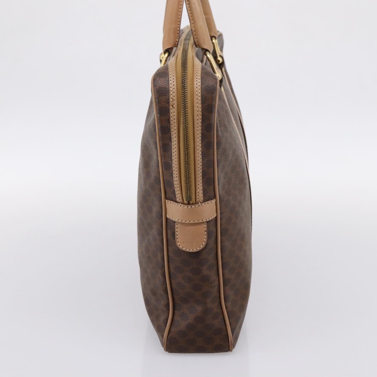 CELINE Macadam Business Bag PVC Leather Brown Gold Tone Auth ti4006