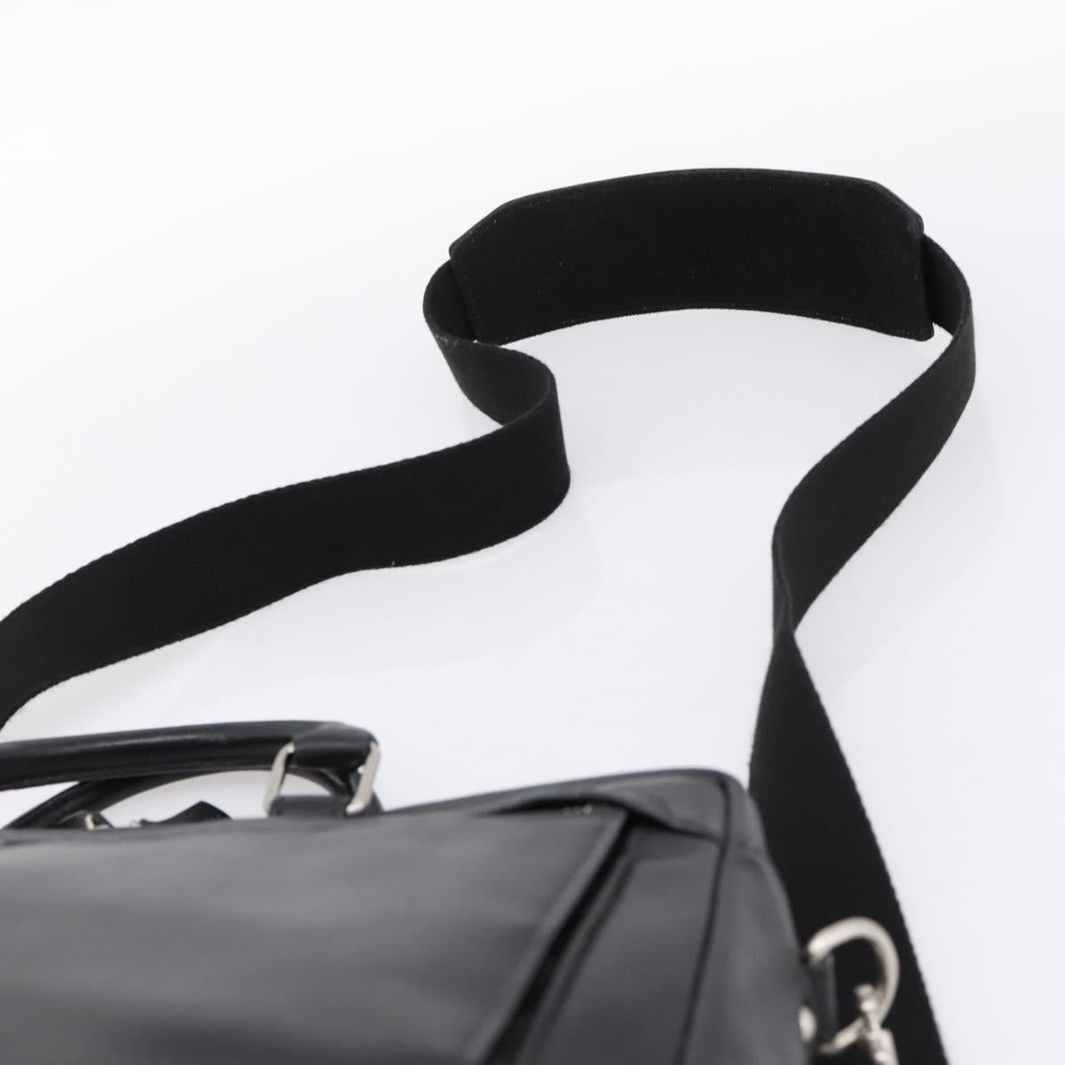 BURBERRY Business Bag Leather 2way Black Silver Auth ti4007
