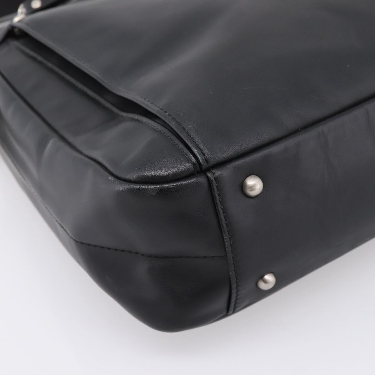 BURBERRY Business Bag Leather 2way Black Silver Auth ti4007