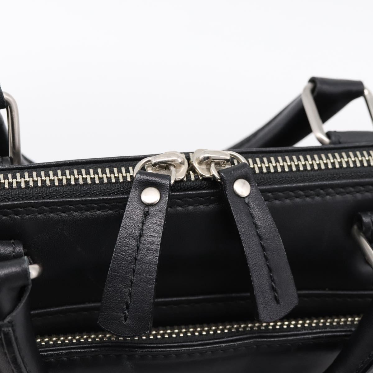 BURBERRY Business Bag Leather 2way Black Silver Auth ti4007
