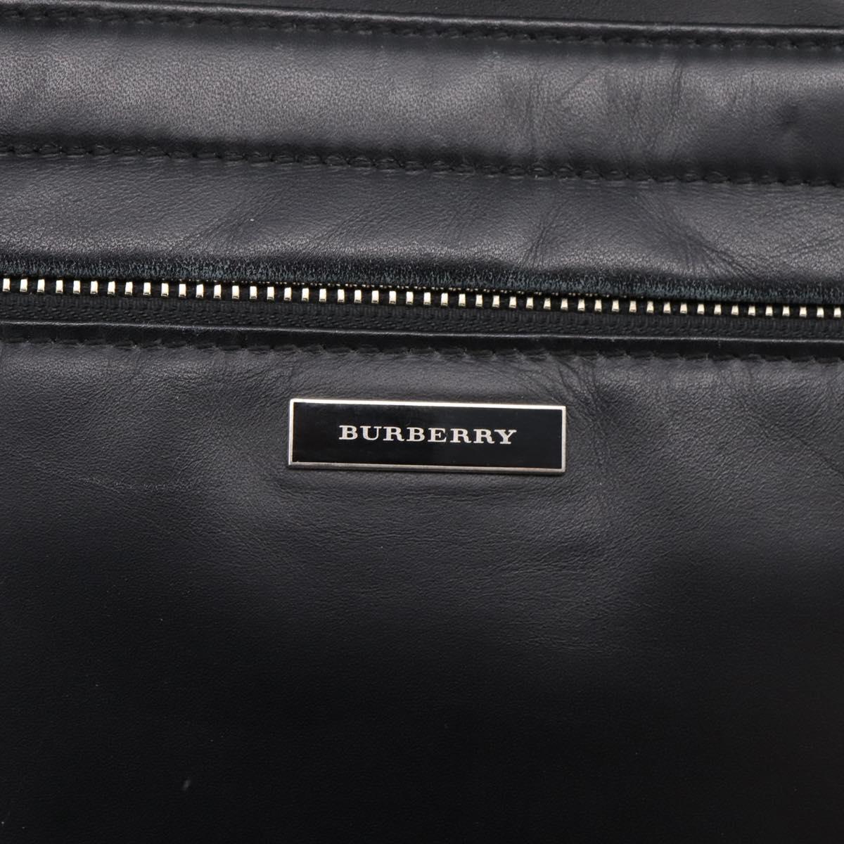 BURBERRY Business Bag Leather 2way Black Silver Auth ti4007