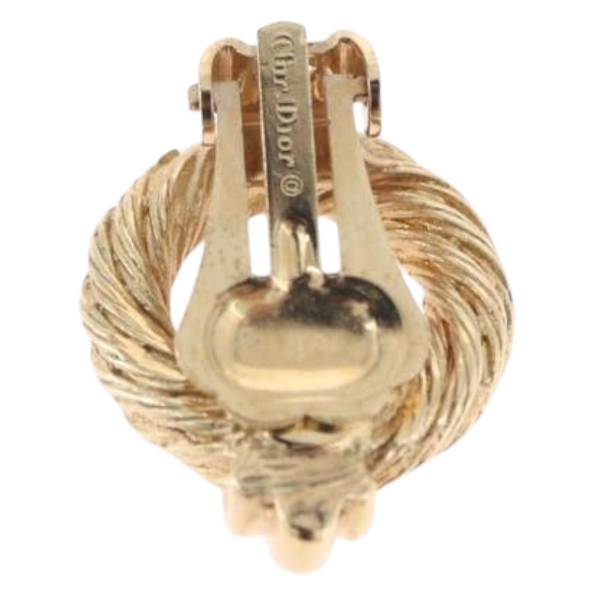 Christian Dior Earring Metal Gold Tone Auth ti4009