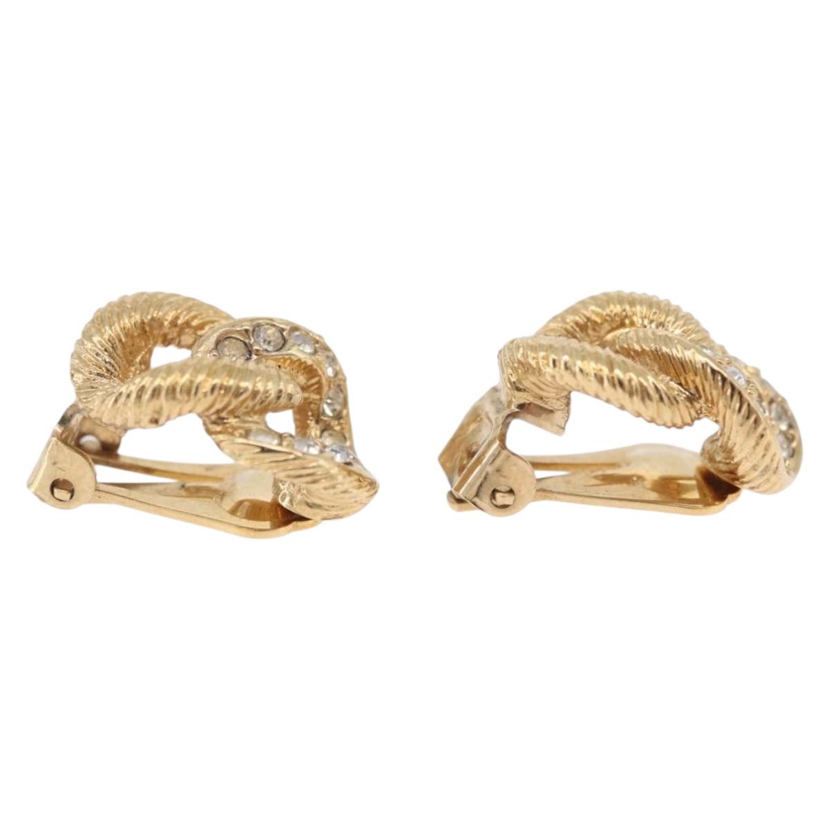 Christian Dior Earring Metal Gold Tone Auth ti4010