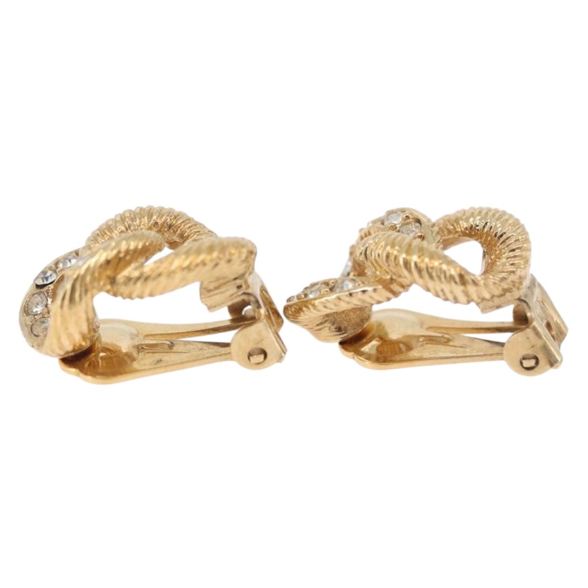 Christian Dior Earring Metal Gold Tone Auth ti4010