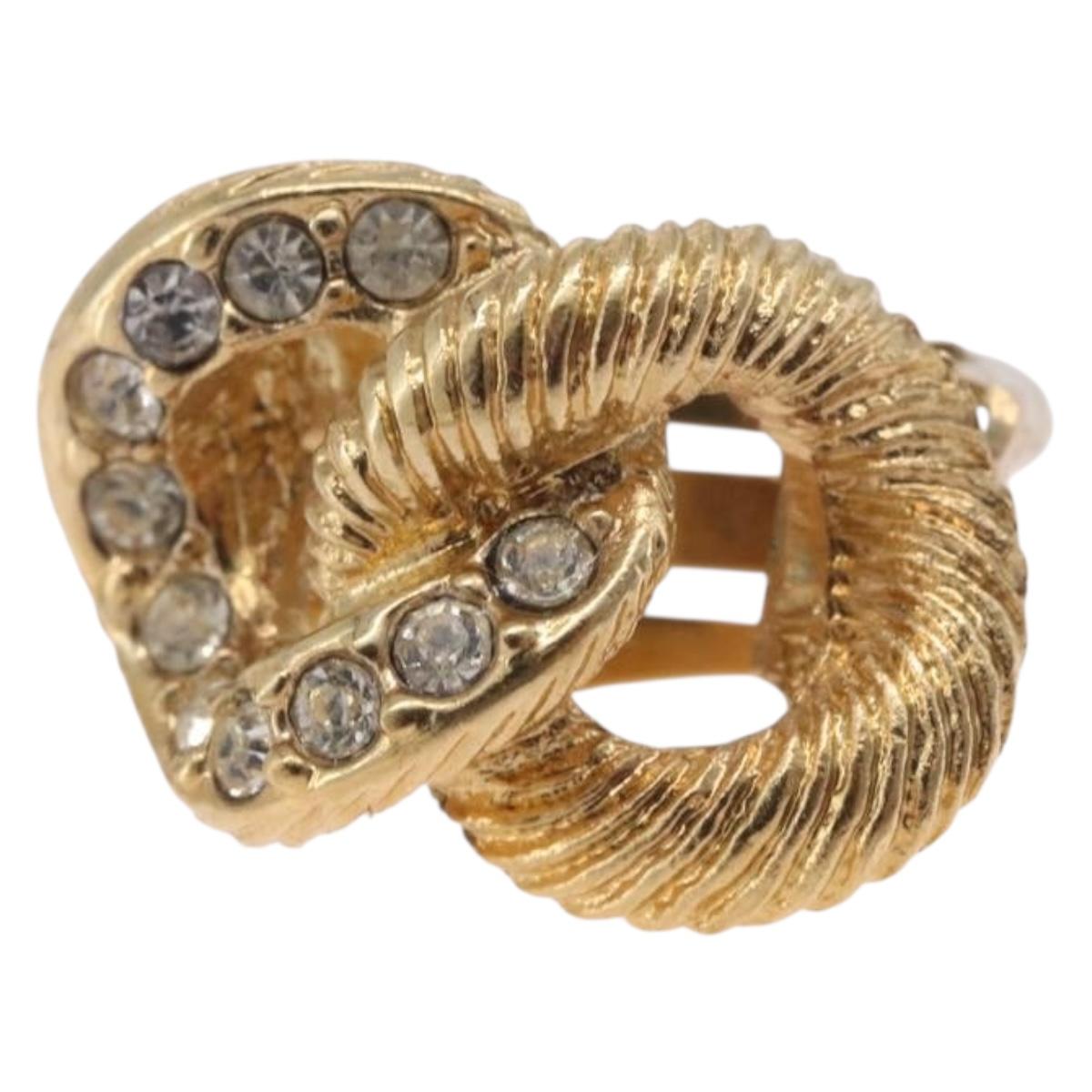 Christian Dior Earring Metal Gold Tone Auth ti4010